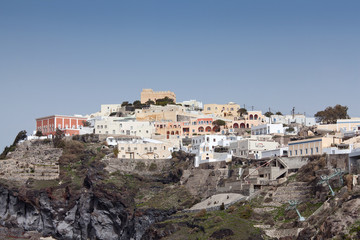 Obraz premium Panoramic view of Thira town on Santorini island, Cyclades, Greece