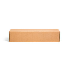 Blank brown long cardboard Wine paper box isolated on white background. Packaging template mockup...