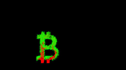 Growing Tree in a shape of a bitcoin sign. 3D rendering.