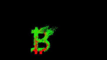 Growing Tree in a shape of a bitcoin sign. 3D rendering.