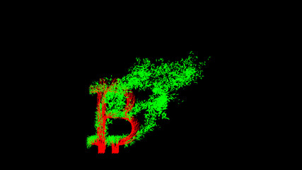 Growing Tree in a shape of a bitcoin sign. 3D rendering.