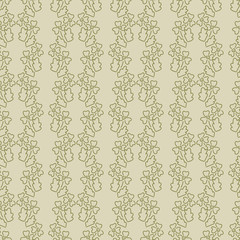 Vector seamless pattern, classic design. Vertical wavy stripes of simple stylized flowers .