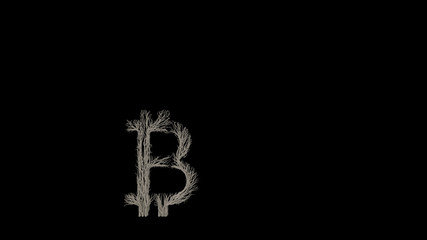 Growing Tree in a shape of a bitcoin sign. 3D rendering.