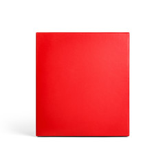 Blank Red cardboard paper box with lid isolated on white background. Packaging template mockup collection. Stand-up Front view package.