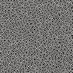 Stof per meter Vector naadloos trendy patroon. Monochroom organische vormen textuur. Abstracte afgeronde rommelige lijnen stijlvolle achtergrond. © Samolevsky