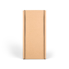 Tall cardboard paper box isolated on white background. Packaging template mockup collection. Stand-up Front view package