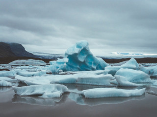Melting piece of glacier in ice lagoon in Iceland