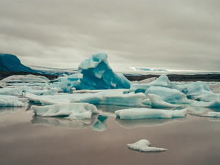 Dramatic scenery with melting piece of glacier in Iceland