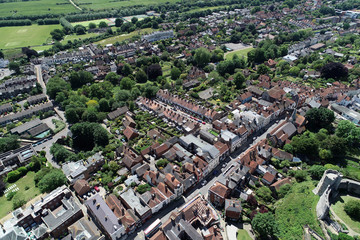 Aerial views of historic Lewes, East Sussex. - 300411571