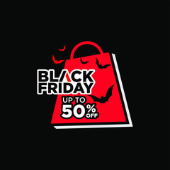 black Friday vector banner simple modern label ads with shopping bag for sale event 