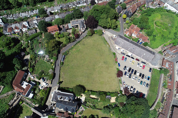 Aerial views of historic Lewes, East Sussex. - 300411743