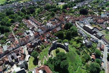 Aerial views of historic Lewes, East Sussex. - 300412307