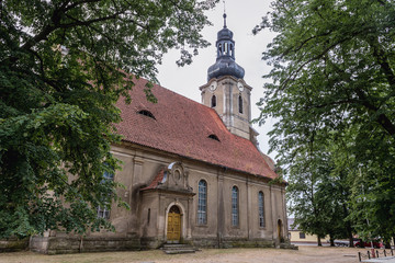 Fototapeta na wymiar Old Evangelical church from the beginning of XX century in Obrzycko town, Poland