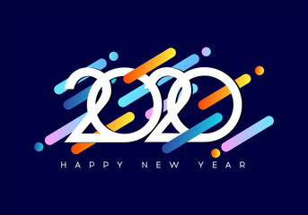Happy New Year 2020. Modern Bright 2020 Text Design. Vector New Year illustration.
