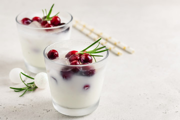 White Christmas margaritas. Selective focus, space for text.