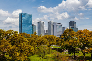 Obraz premium View of Osaka from Osaka Castle, Japan.