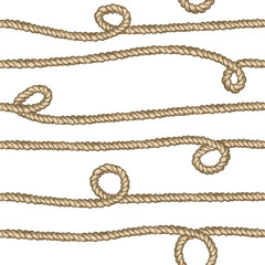 Vector endless nautical rope pattern, hand drawn