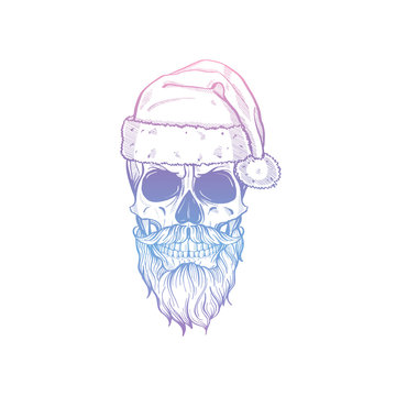 Hand drawn angry skull of Santa Claus
