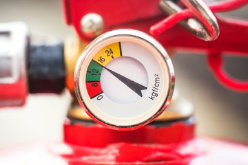 arrow on the gauge scale. Close up manometer.