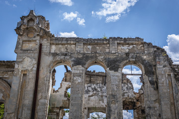 Ruined wall of old synagogue in Chisinau city, Moldova