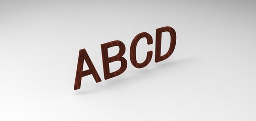 3D font "ABCD" in white background