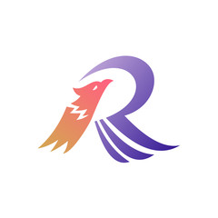 Obraz premium Letter R logo from the eagle bird, initial letter R logo, eagle logo
