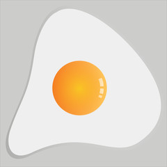 Vector illustration of single egg omelet. Realistic halftone and reflection. Element for design.