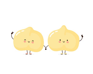 Cute happy chickpea friends. Isolated on white 