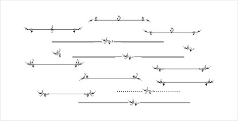 Decorative elegant delimiter line with music elements