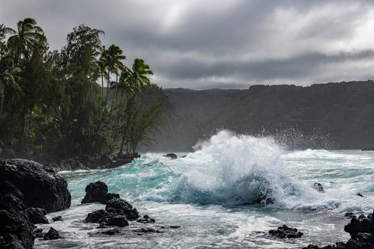 Crashing Waves Along the Hana Coastline, Maui