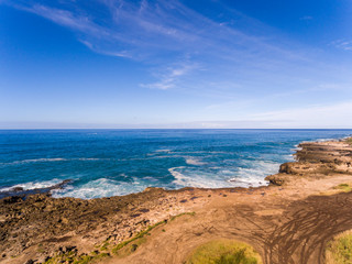 Aerial view of the west coast of Oahu Hawaii
