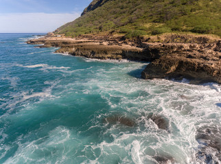 Aerial view of the west coast of Oahu Hawaii