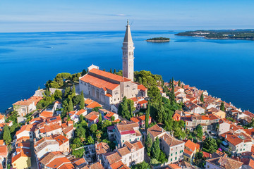 Aerial view to Roving old town, popular travel destination in Croatia. - 300422588