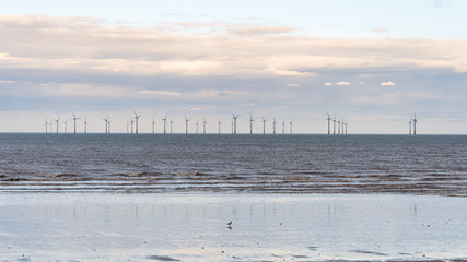 The Lynn and Inner Dowsing Wind Farms, seen from Skegness, Lincolnshire, England, UK