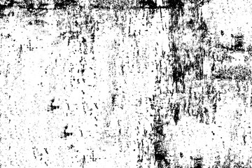 Grunge background black and white. Monochrome texture. Vector pattern of cracks, chips, scuffs. Abstract vintage surface