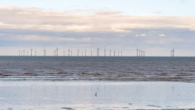 The Lynn And Inner Dowsing Wind Farms, Seen From Skegness, Lincolnshire, England, UK