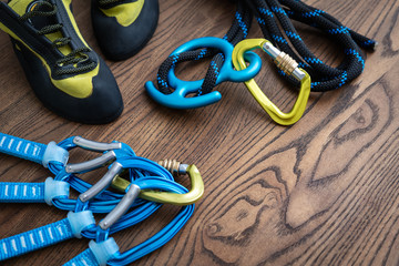 Climbing tools and set with sports accessories