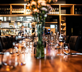 Beautiful table set for an event party or wedding reception