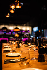 Beautiful table set for an event party or wedding reception