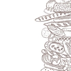 Hand drawn bread. Vector background