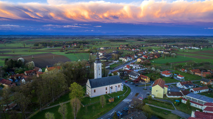Fototapeta premium Village Nova Rača from above (Municipality of Nova Rača, Bjelovar Bilogora County, Croatia)