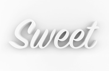 Sweet 3D generated text isolated on white background