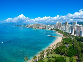 Fototapeta na wymiar Aerial view of Waikiki beach