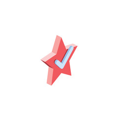 Star checkmark. Vector 3d isometric, color web icon, new flat style. Creative illustration design, idea for infographics.
