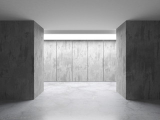 Dark concrete empty room. Modern architecture design