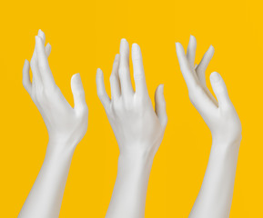 White open palm elegant gesture, set of female hand sculpture, art fashion concept, 3d rendering,