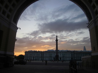 view through the arch to the Palace square of St. Petersburg