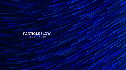 Dark blue particle flow, abstract vector background.
