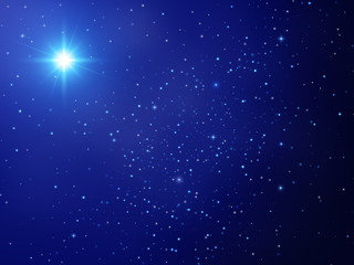 Fototapeta na wymiar Christmas star. Night sky with shining stars. Vector background