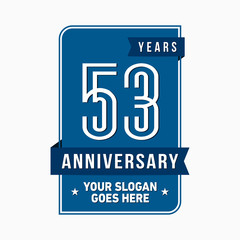 53 years anniversary design template. Fifty-three years celebration logo. Vector and illustration.